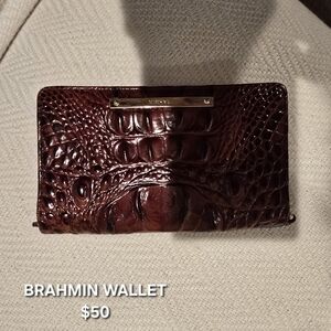 Brahmin Dark Brown Crocodile Embossed Wallet